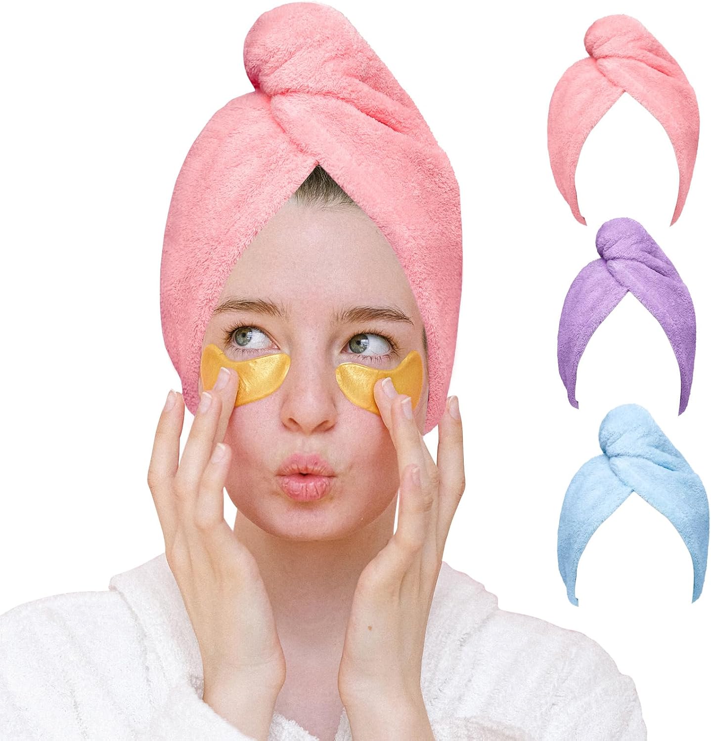 Good Nite Hair Towel Wrap 3 Pack Microfibre for Long Hair Super Absorbent Soft Women Quick Dry Daily Use