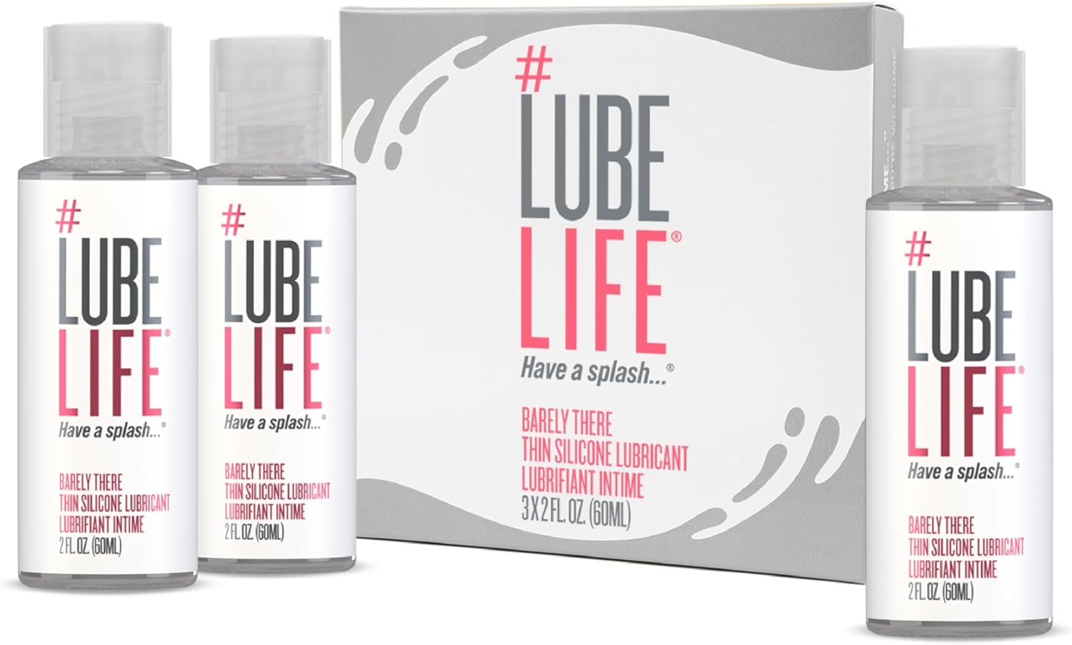 LubeLife Silicone-Based Personal Lubricant, Lube for Men, Women & Couples, Non-Staining, 2 Fl Oz, 3pk