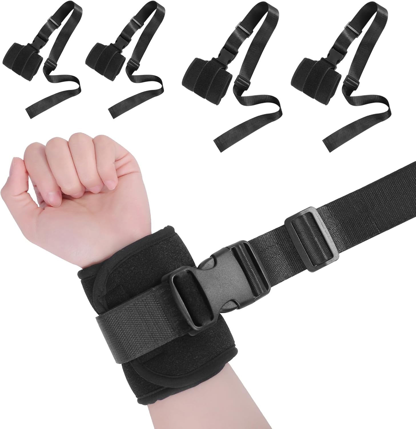 lefeke Patient Medical Restraints with Quick Release Buckles, Bed Restraints Belts for Wrists and Ankles, Limb Holder Movement Limited Ties for Hands or Legs(4 Pieces)