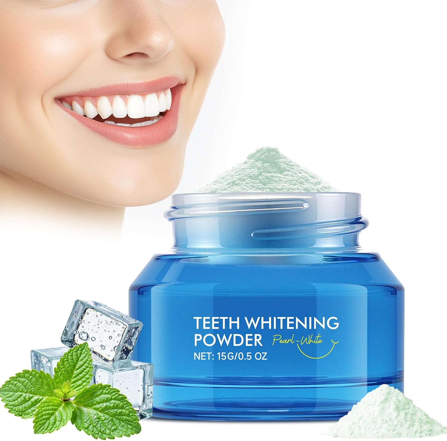Teeth Whitening Powder Dentist-Approved & Enamel-Safe 6 Month Supply Tea, Coffee, Wine & Smoking Stain Remover Non-Sensitive Formula Natural Ingredients Coconut Oil, Peppermint Oil Baking Soda Xylitol