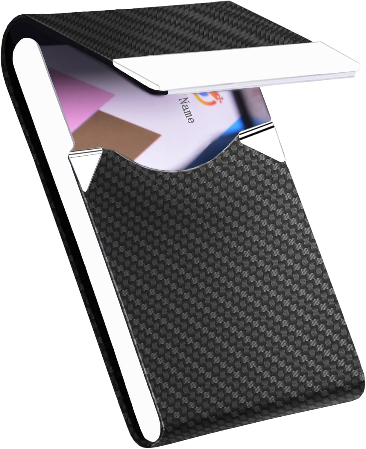 Business Card Holder with Ultra Slim Design,Business Card Case with Premium PU Leather,Suit Pocket Metal Card Holder for Women/Men,Professional Name Card Holder with Magnetic Shut (Black1)