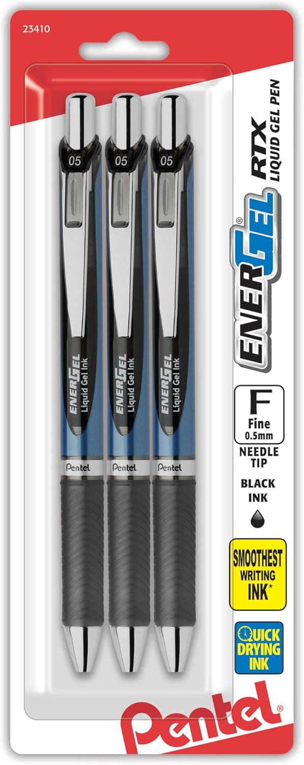Pentel 816462 EnerGel RTX Retractable Gel Pen Fine Point Black Ink