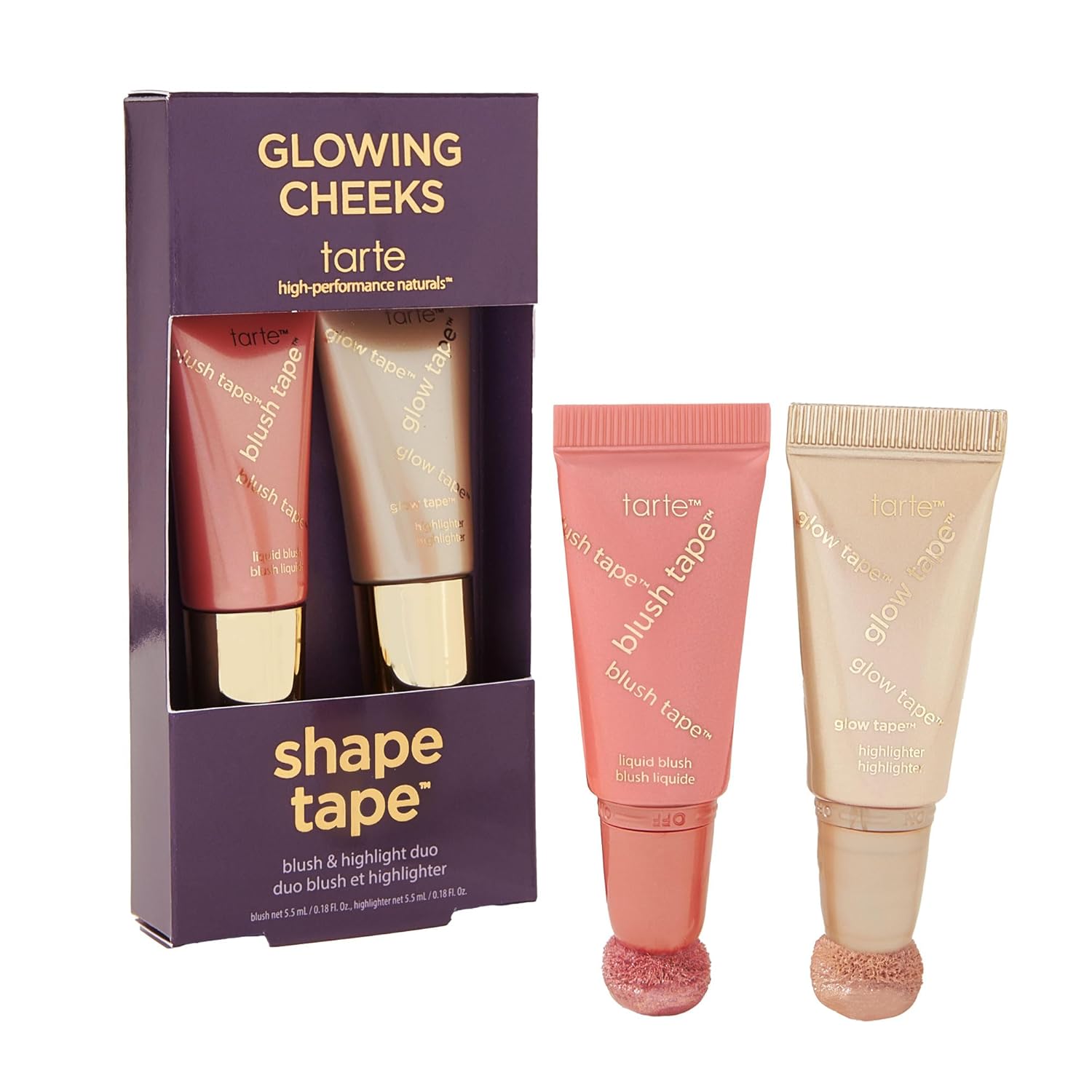 tarte tarte glowing cheeks blush tape & glow tape duo