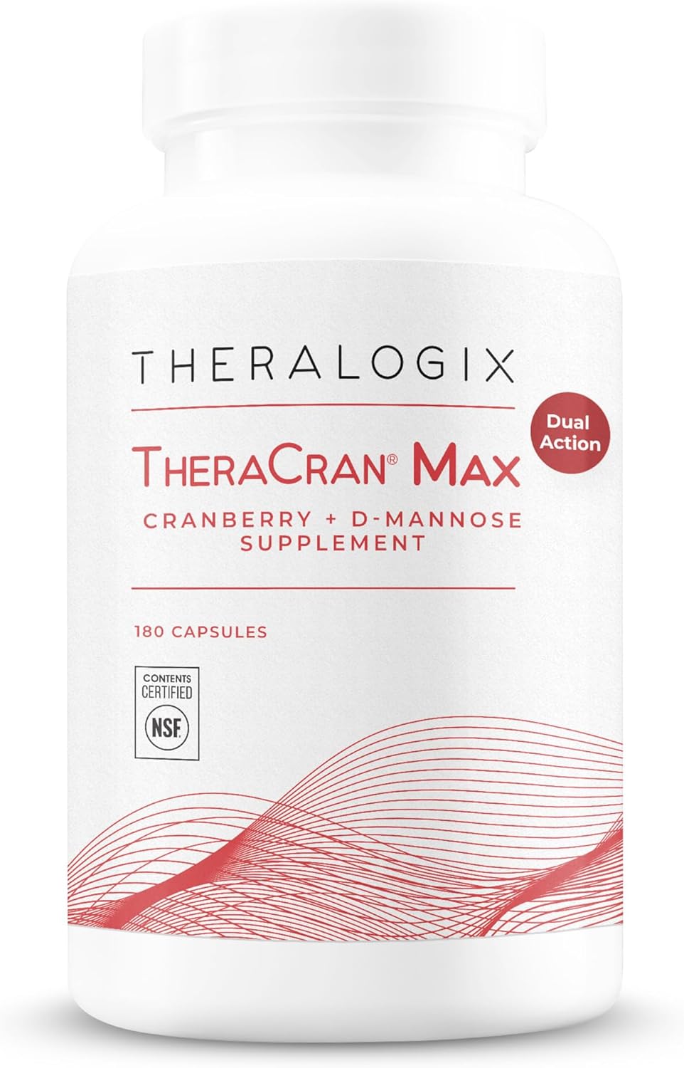 Theralogix TheraCran Max - Cranberry + D-Mannose Supplement for Men & Women - Urinary Tract Health Support - 90-Day Supply - NSF Certified - 180 Capsules