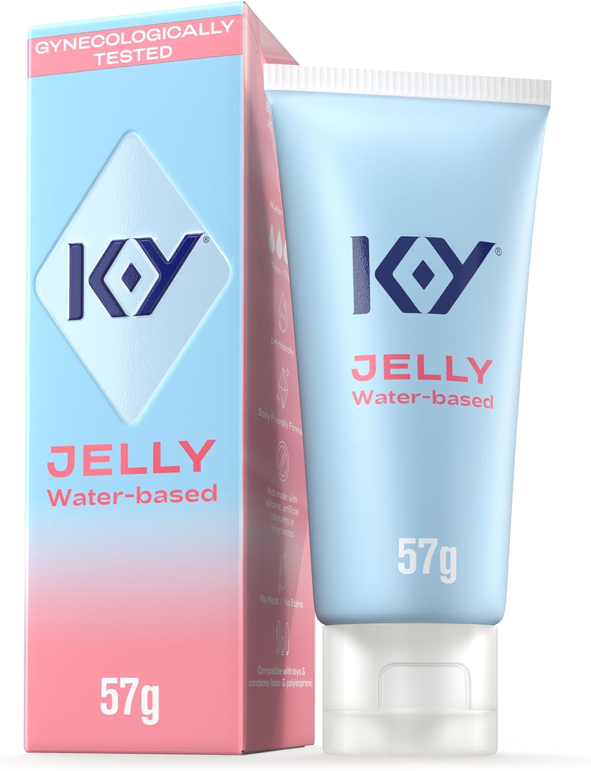 KY Jelly Lube, 57g, Water Based Lubricant, Extra Thick Gel, Extra Comfort, Ph Friendly, Gentle Formula, Gynecologically Tested, Eases Vaginal Dryness & Intimate Discomfort, Non-Sticky, Non-Staining