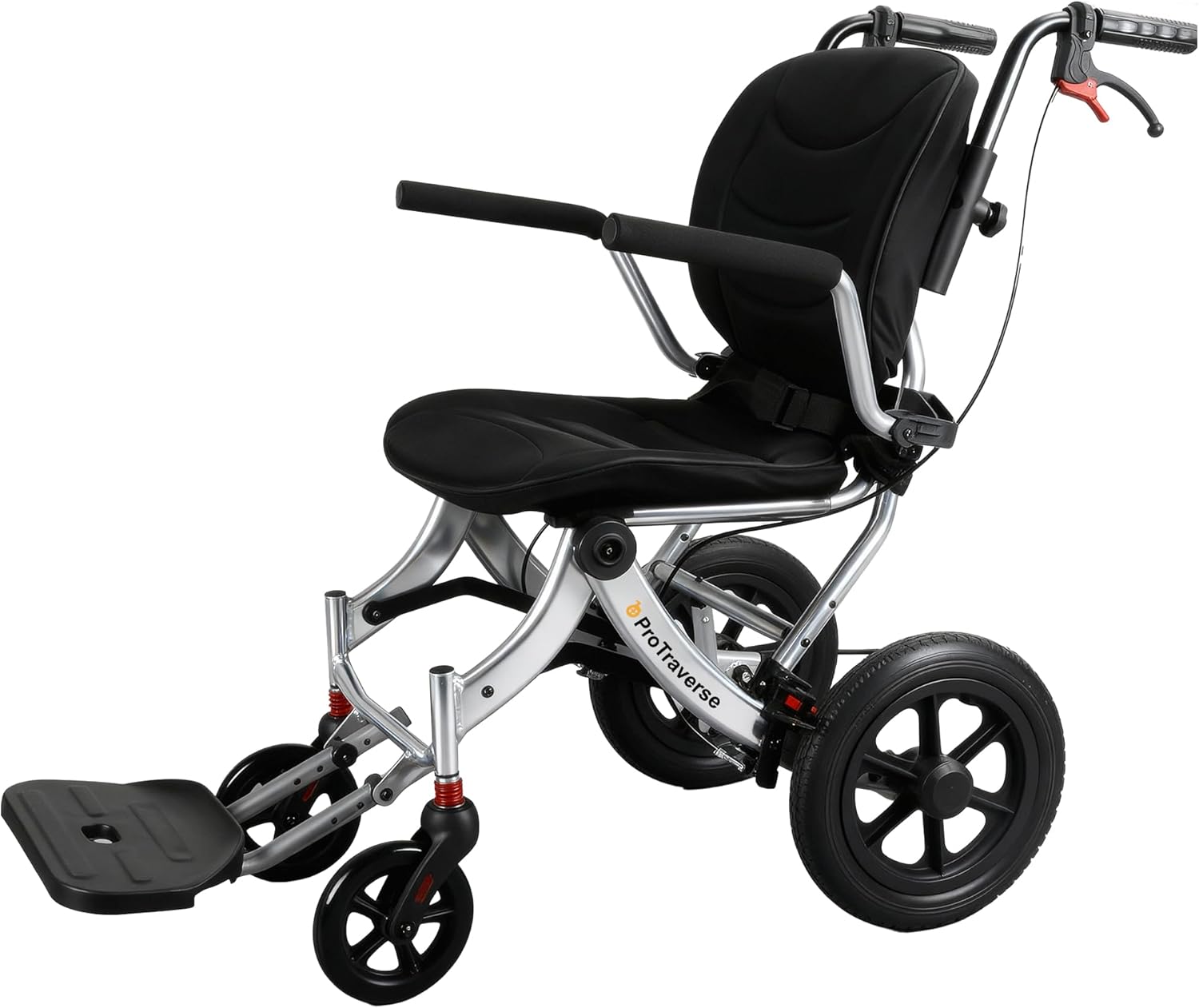 Wheelchairs for Adults,Transport Wheelchair Lightweight Foldable with Removable Cushion,Ergonimic Transfer Chair with 12-inch Rear Wheels for All Terrains,Travel Wheelchair,Black