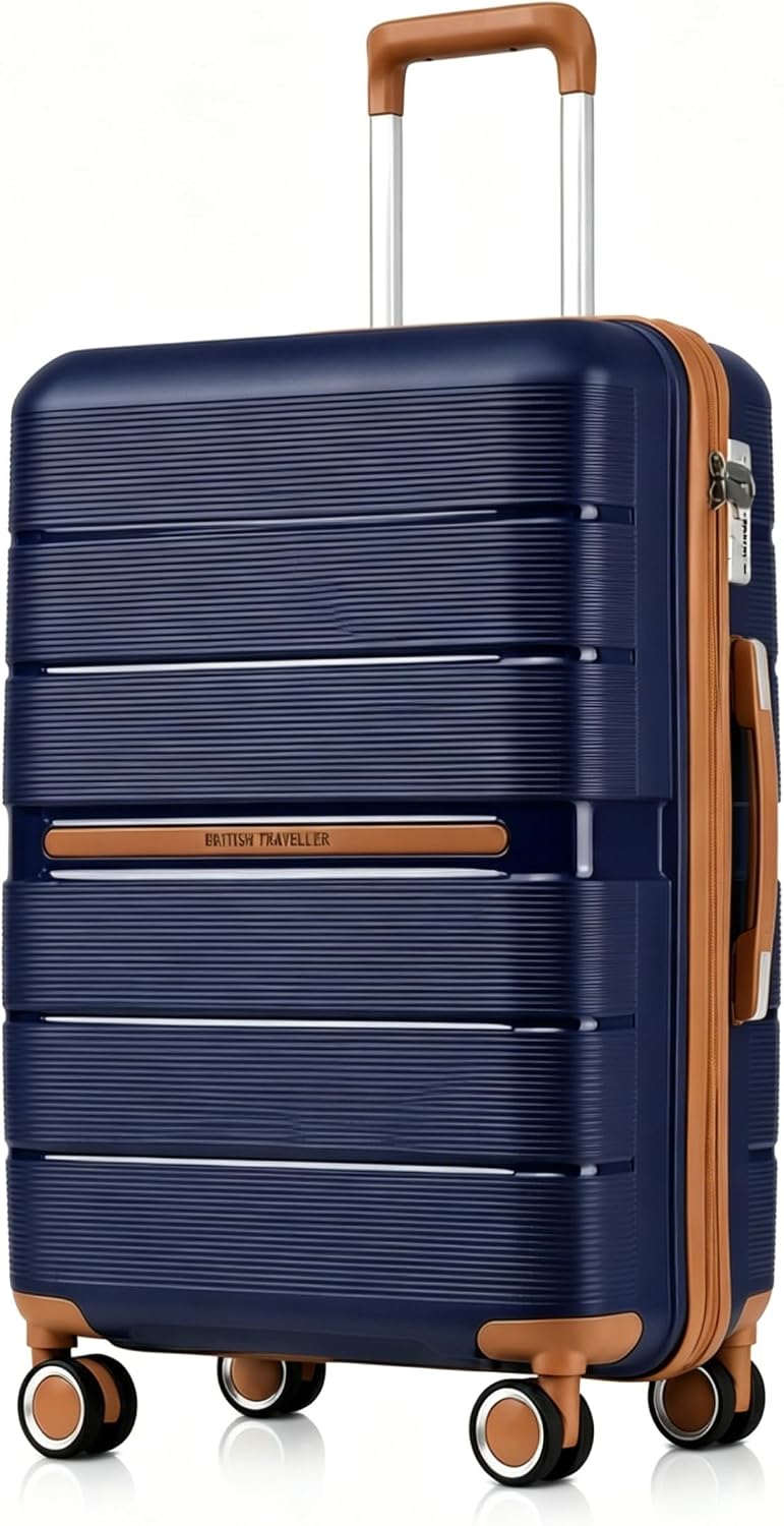 British Traveller Medium Suitcase, Lightweight Hard Shell Luggage