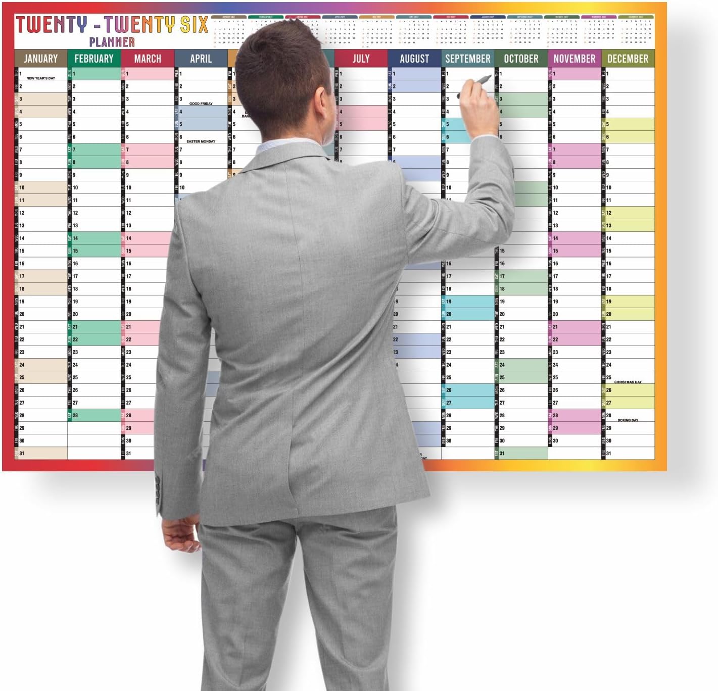 2026 Year Wall Planner A1 Uk Wall Calendar Yearly Planner Large Jan To Dec Full Year Planning Chart Student Family Home School Office Work Study Annual Poster Multi 59.5 x 84.1Cm (1Pc)(Folded)