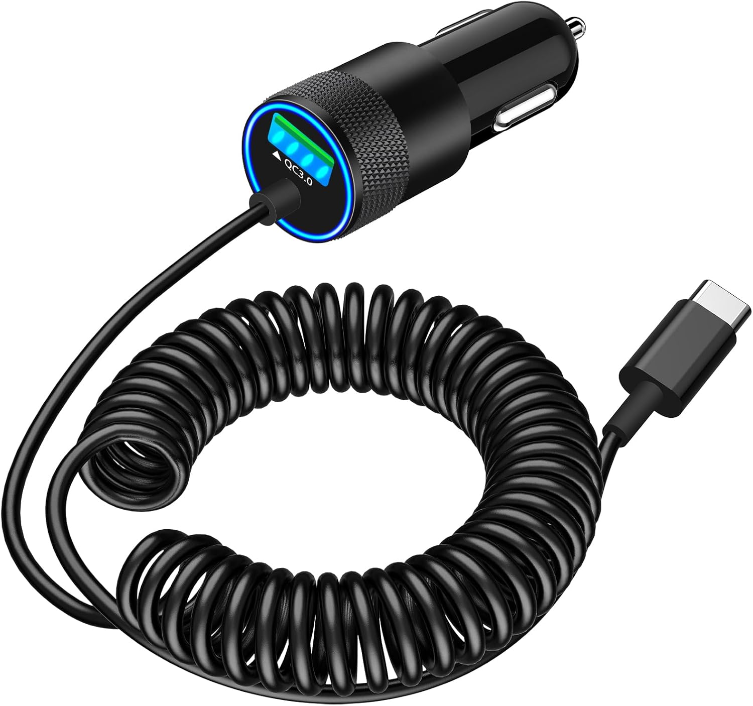【MFi Certified】iPhone 16 Car Charger Fast Charging, Braveridge 75W USB C PD&QC Car Power Cigarette Lighter USB Charger with 6FT Type C Coiled Cable for iPhone 16/16 Pro Max/15 Pro/Galaxy S25/S24/Pixel