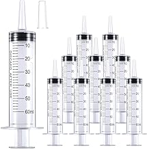 10 Pack 60ml/cc Plastic Syringe Large Syringes Tools Catheter Tip individually sealed with Measurement for Scientific Labs, Measuring Liquids, Feeding Pets, Oil or Glue Applicator