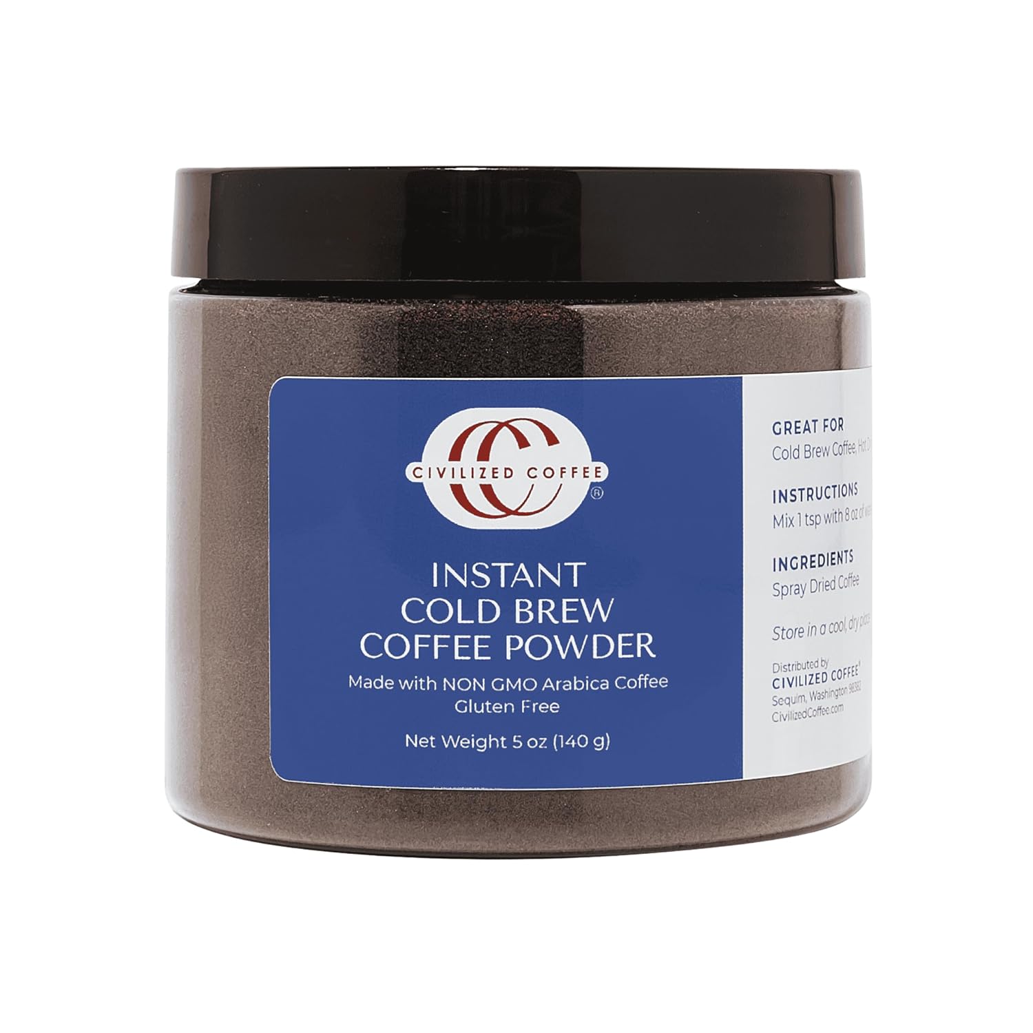 Civilized Coffee Instant Cold Brew Coffee Powder, 5 oz