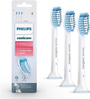 Philips Sonicare Genuine Sensitive Replacement Toothbrush Heads for Sensitive Teeth, 3 Brush Heads, White, HX6053/64