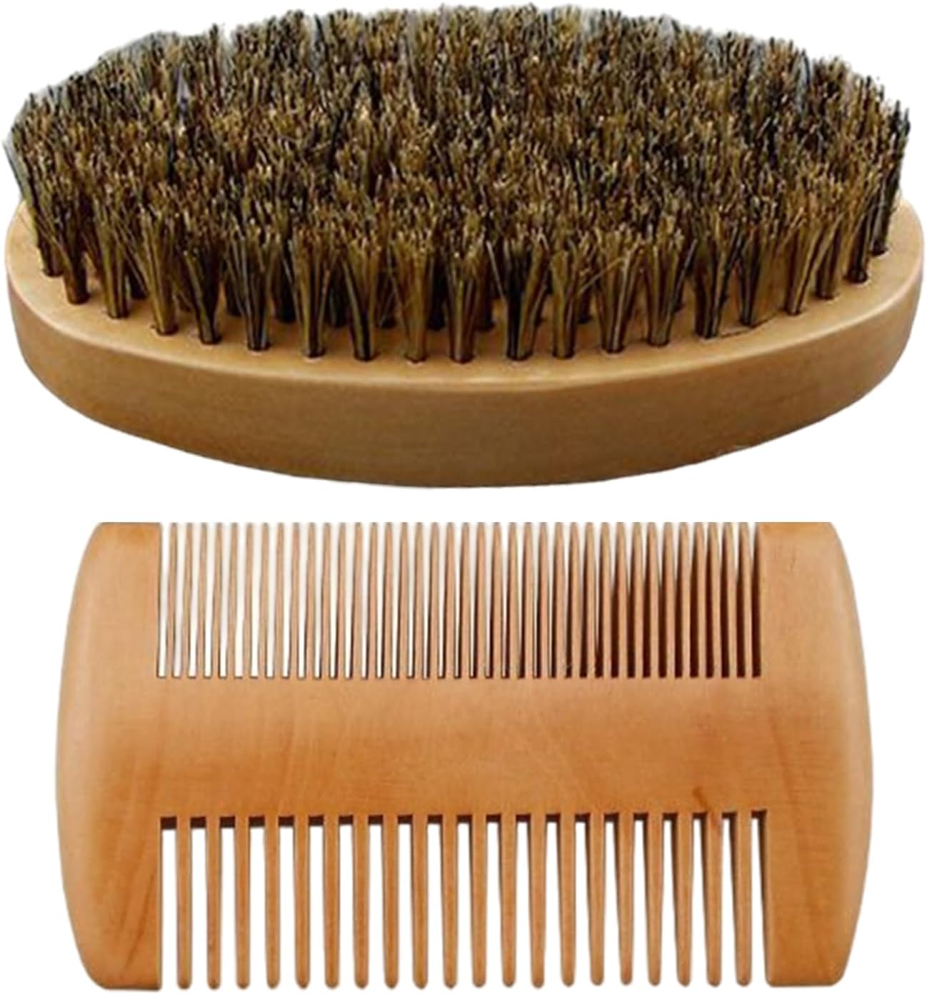 Mihauuke Beard Comb and Brush Set - Mustache Beard Grooming Kit for Men Combing | Ergonomic Barber Styling Shaving Grooming Care Products for Removing Debris Massages Face