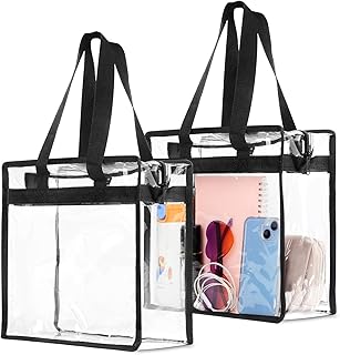 Clear Bag for Stadium Events Approved, 12x6x12 Large Transparent Tote Bag, Clear Bag for Gym Concert Sports