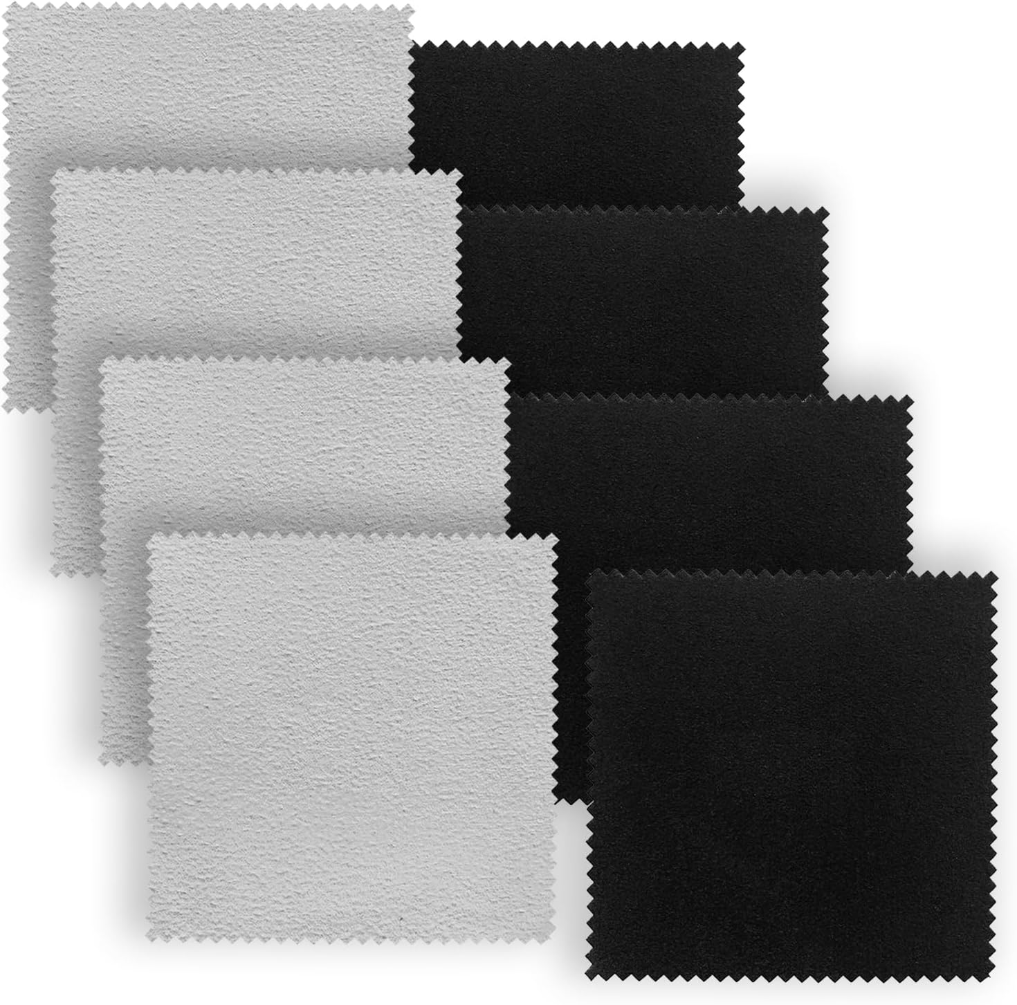 8PCS Microfibre Cleaning Cloth - Glasses Cleaning Cloth - Lens Wipes for Glasses - Lint-Free - Reusable - for Eyeglasses, Screens, Cameras, Tablets (Black-Grey, 15x18cm)