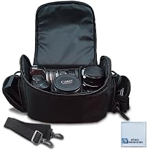 Deluxe Large Digital Camera / Video Padded Carrying Bag / Case for Nikon, Sony, Pentax, Olympus Panasonic, Samsung, and Canon DSLR Cameras & eCostConnection Microfiber Cloth