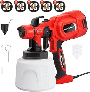 Paint Sprayer, 1400ML HVLP Electric Spray Paint Gun with 5 Copper Nozzles & 3 Spray Patterns, 650W Paint Sprayers for Home Interior and Exterior, Furniture, Cabinets, Fence