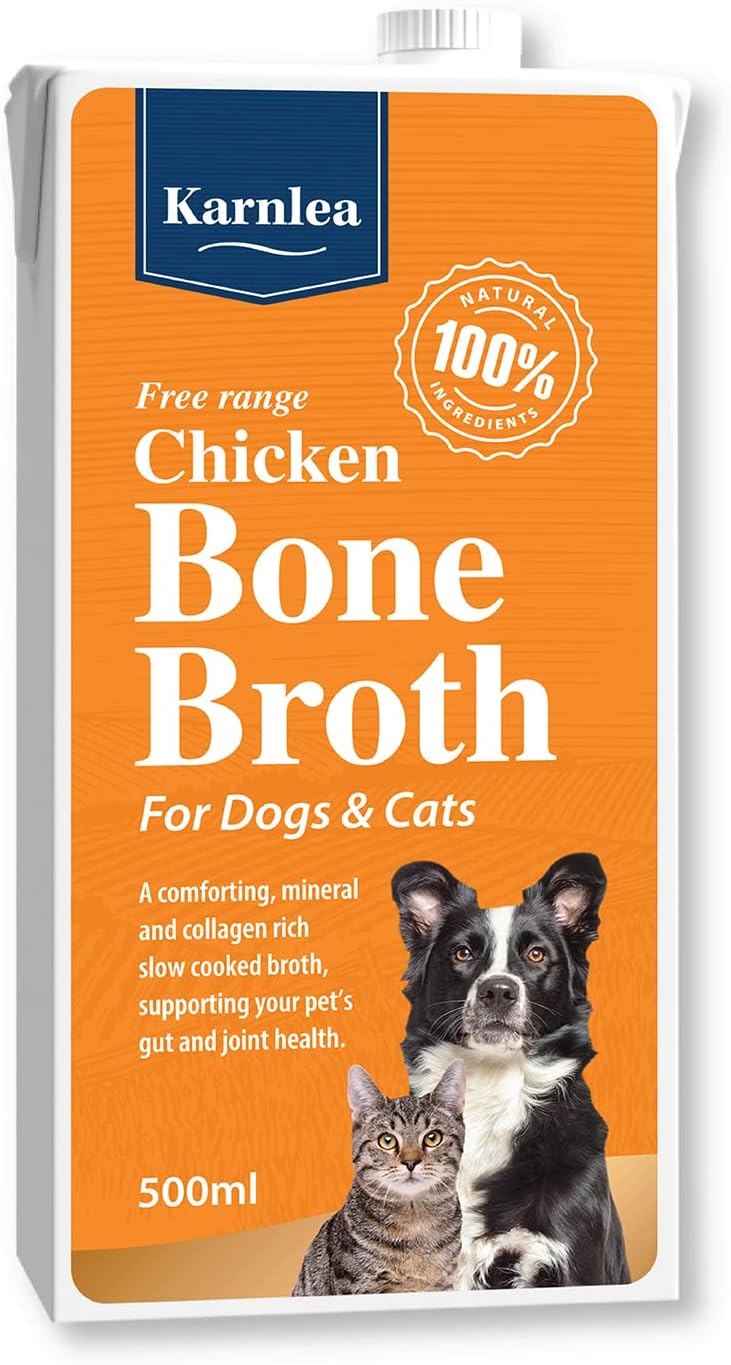 Karnlea Chicken Bone Broth for Dogs & Cats - Free Range | 100% Real & Natural Liquid Bone Broth for Pets | High in Collagen & Protein for Healthy Joints, Gut, Digestion, Skin & Sickness Recovery