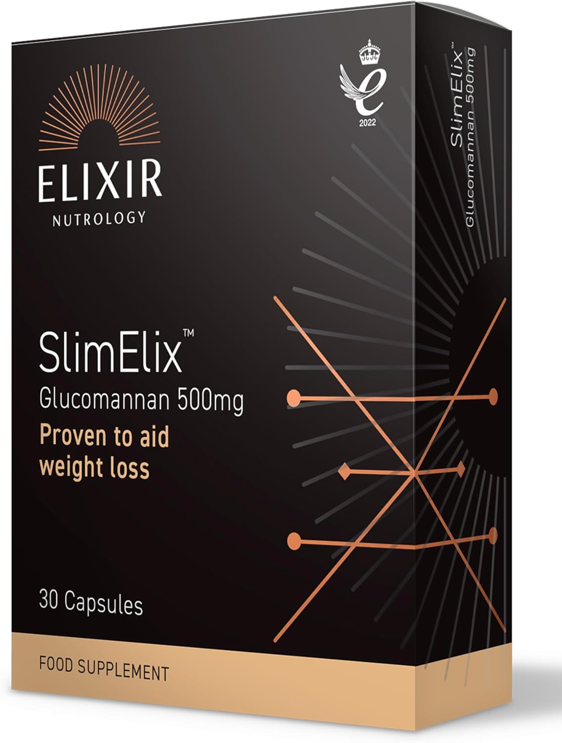 ELIXIR NUTROLOGY SlimElix 30 Capsules - Glucomannan 500mg - Appetite Control & Weight Loss Support - Vegan-Friendly Dietary Fibre Supplement. Made in The UK
