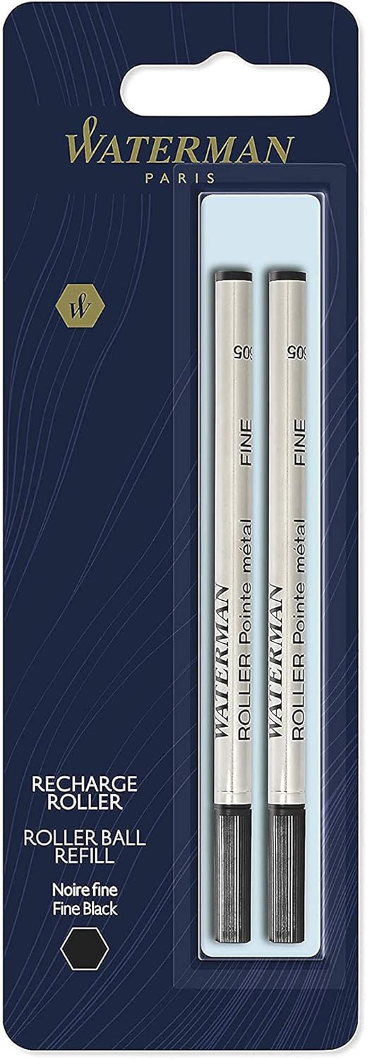 Waterman Rollerball Pen Refill | Fine Point | Black Ink | 2 Count