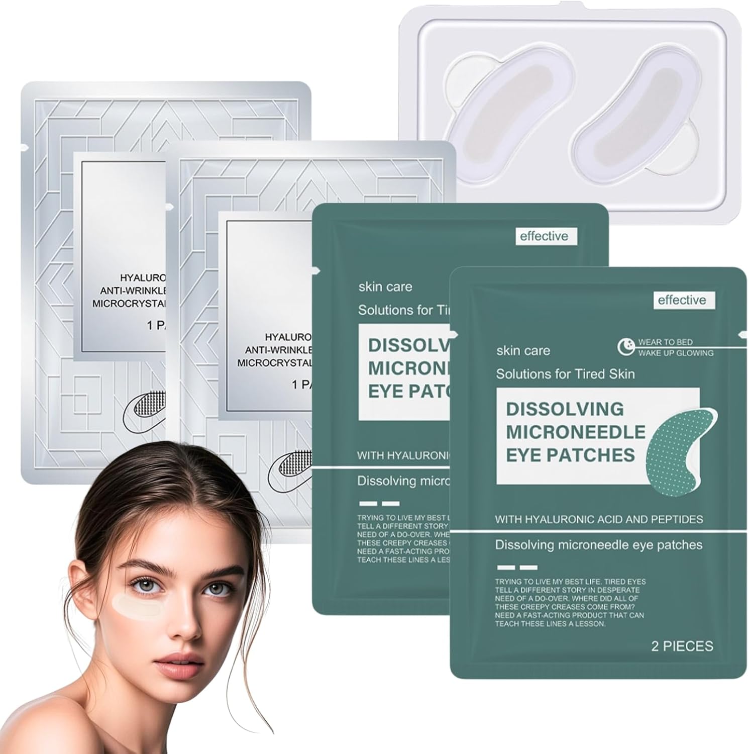 Nano Microneedle Patch for Eye - Dissolving Microneedle Eye Patches - Anti Wrinkle Patches with Peptides,Hyaluronic acid,Collagen - Under Ey_e patch_es for Natural - Ey_e Masks Skincare 4pcs
