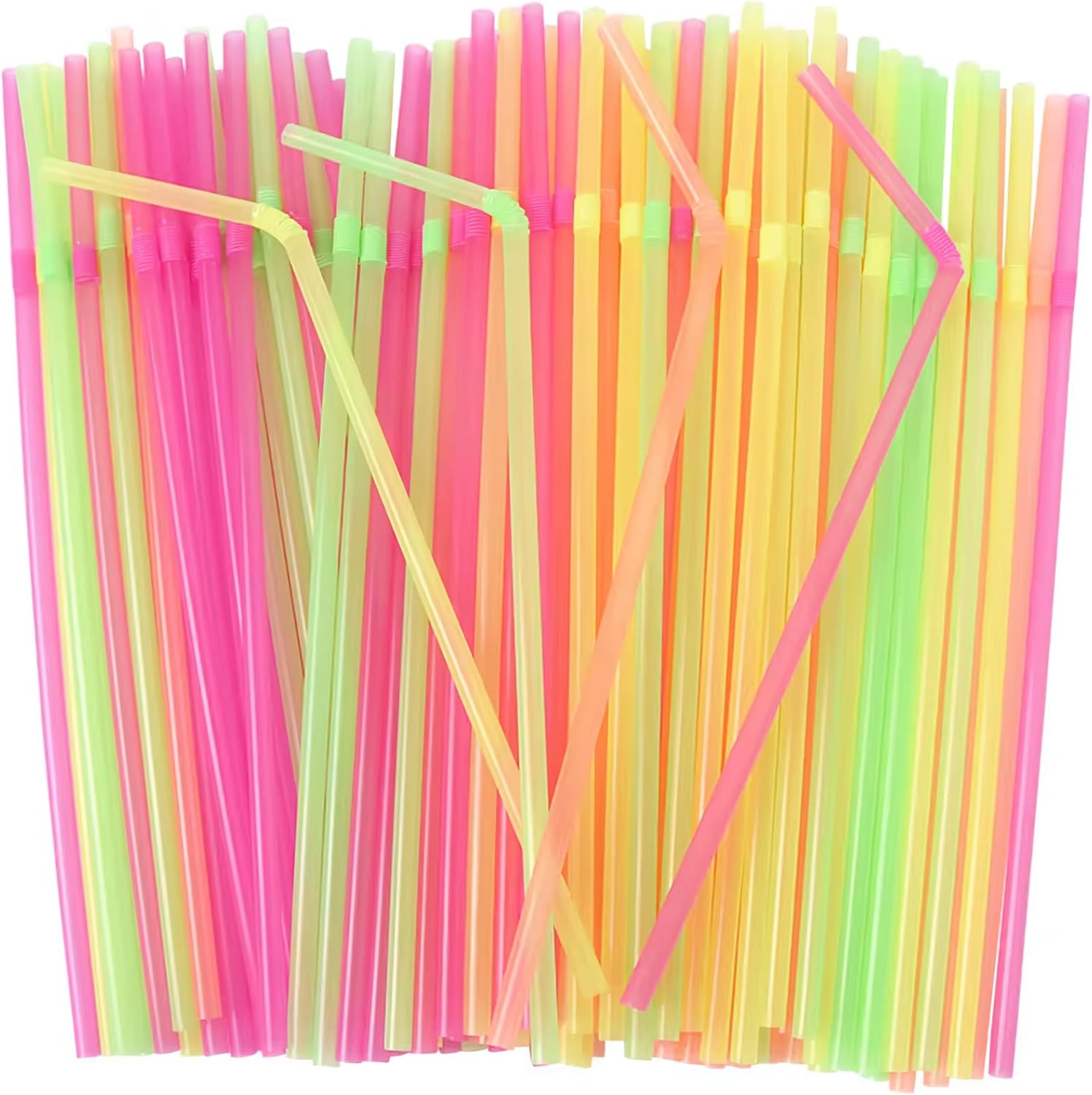 Flexible Plastic Straws Disposable, Vibrant & Colorful Assortment Bendy, Stylish Drinking Straws for Every Occasion & Party Decoration, 175 Count