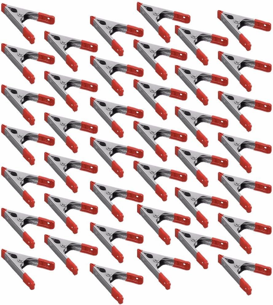 4" inch Metal Spring Clamps w/ Red PVC Coated Handle and Tips (Pack of 40)