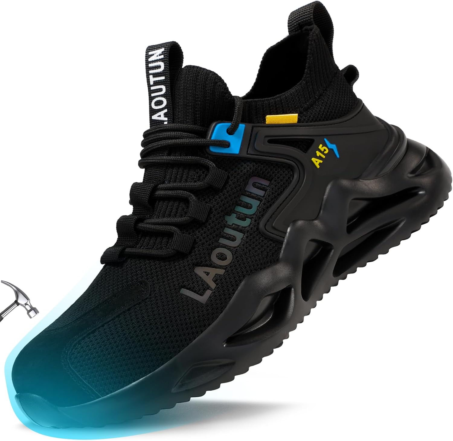 LAoutun Steel Toe Shoes for Men Women Work Shoes Safety Sneakers Shoes Comfortable Lightweight Puncture Proof Slip on Indestructible Work Shoes