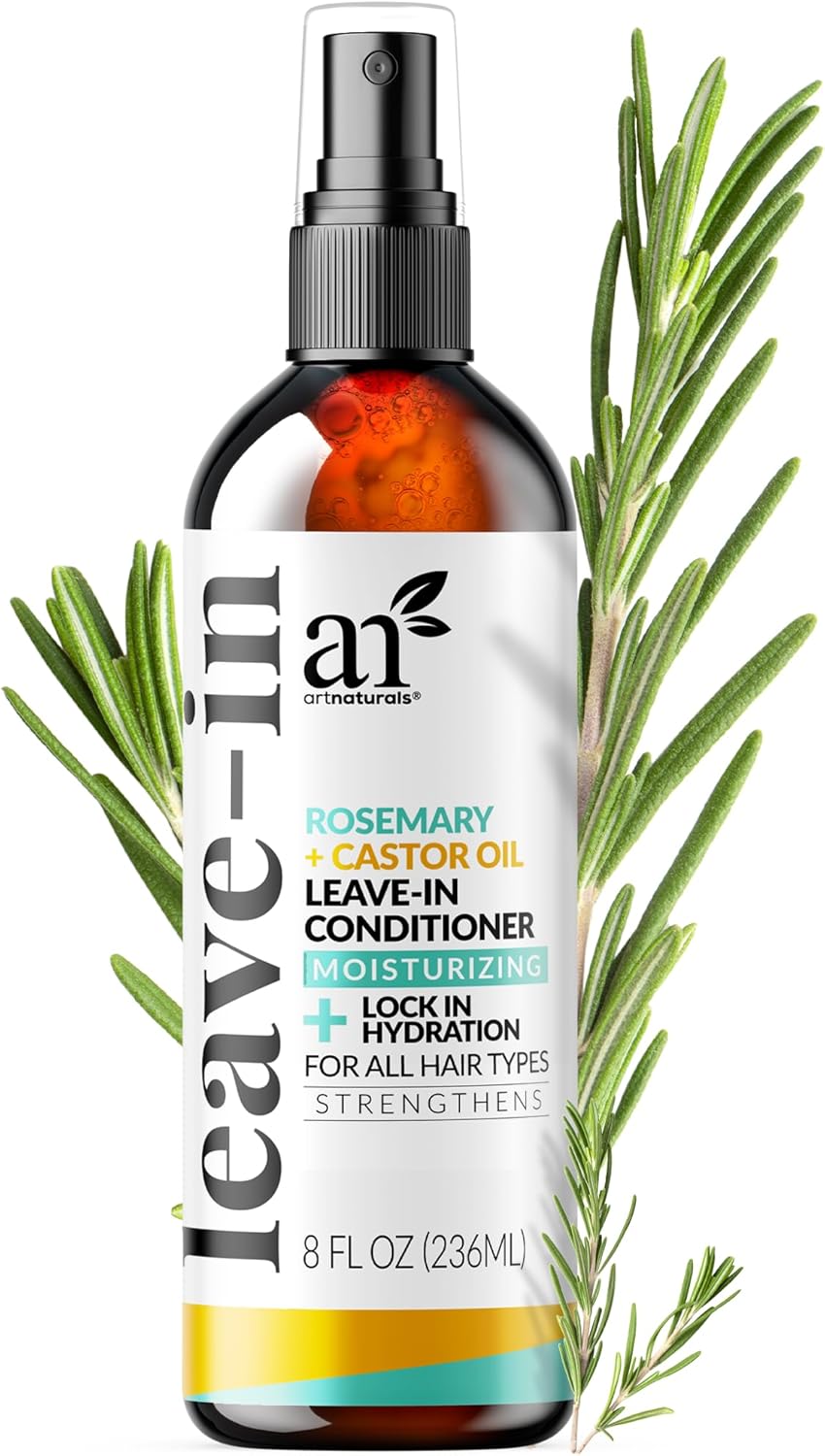 Artnaturals Rosemary & Castor Oil Leave-In Conditioner - (8 Fl Oz / 236ml) - Made with Organic and Natural Ingredients - for All Hair Types – Treatment for Damaged, Dry, Color Treated and Hair Loss