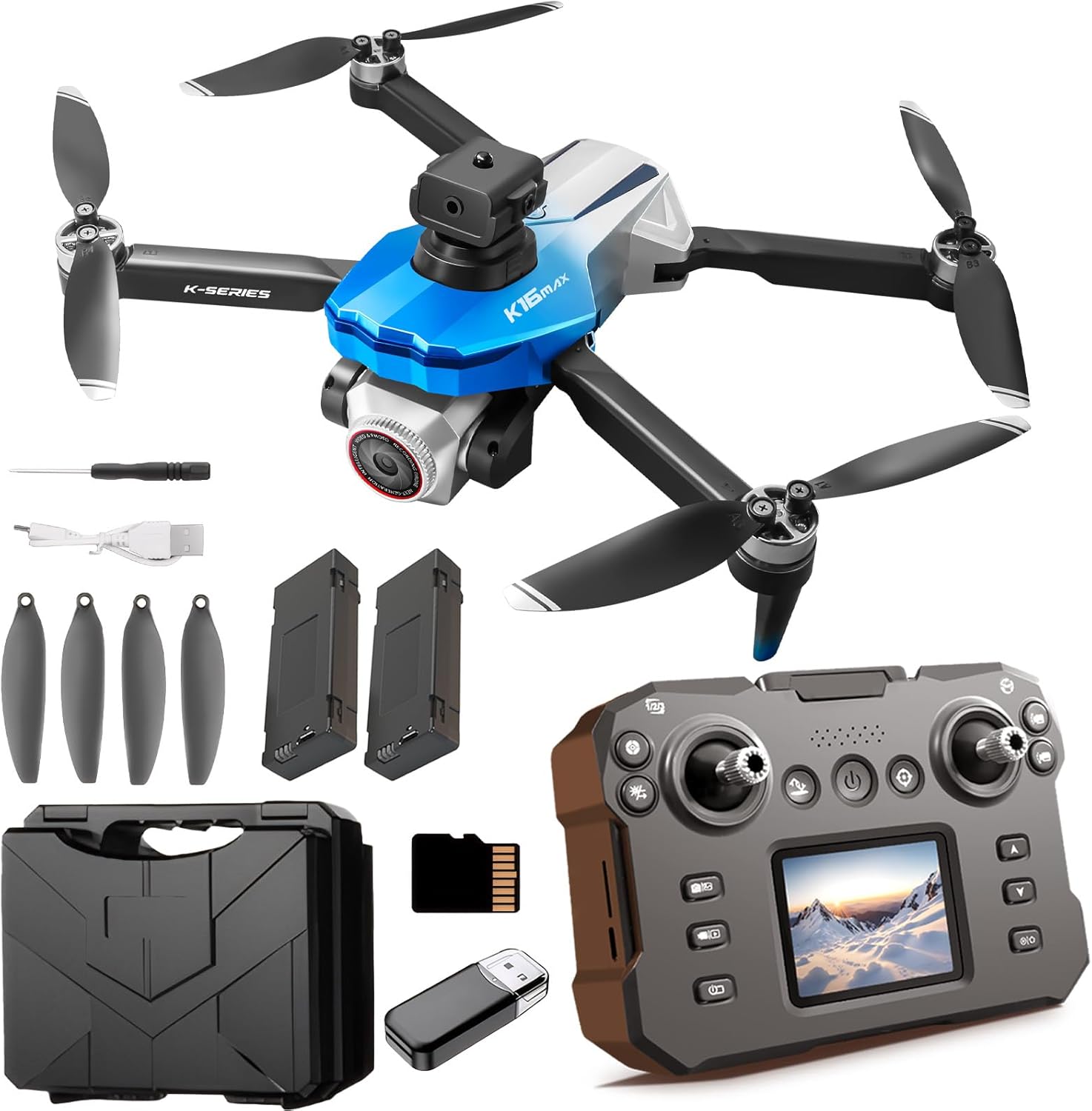 Drone With Camera For Adults 1080P, Brushless Drones With Screen On Controller, Under 249g, Beginner Drone With Intelligent Obstacle Avoidance, Altitude Hold, headless mode, One Key Take Off/Land, 360 Flips,Trajectory Flight, 2 Batteries