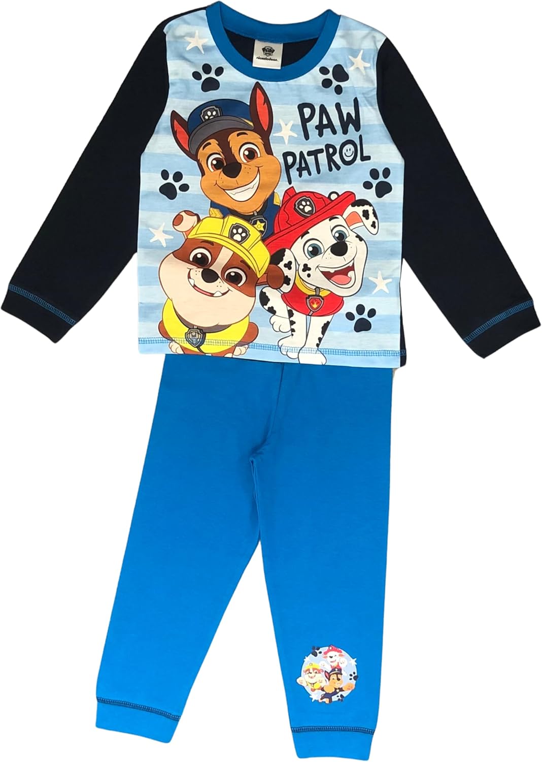 Paw Patrol Boys Pyjamas, 2 Piece Set featuring Rubble, Chase and Marshall, Blue Age 18 Months - 5 Years