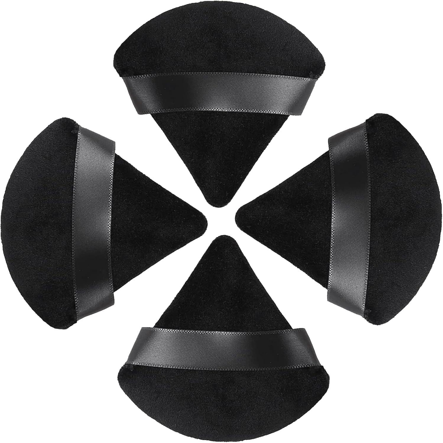 HEYMKGO Powder Puff, 4pcs Triangle Powder Puffs for Pressed Powder, Velvet Setting Makeup Puff Powder Sponge with Strap, Reusable Wet Dry Dual-use Face Make Up Cosmetics Cleansing Beauty Make-up Puff