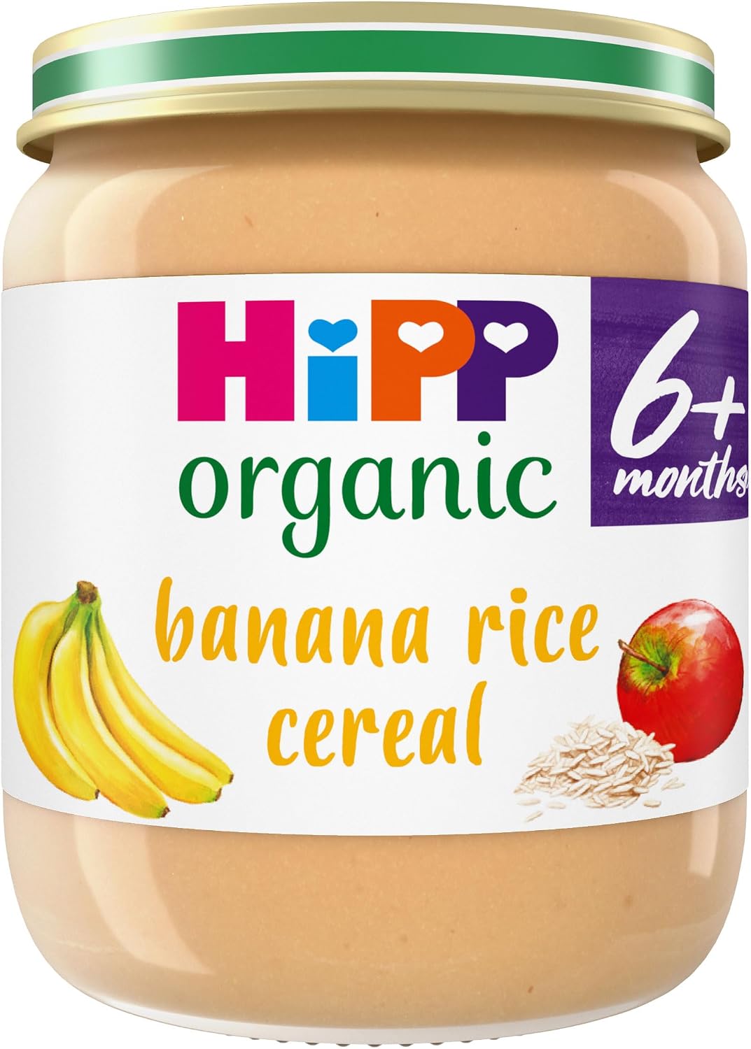 HiPP Organic Banana Rice Cereal Baby Food Jar 6+ Months 125g (Pack of 6)