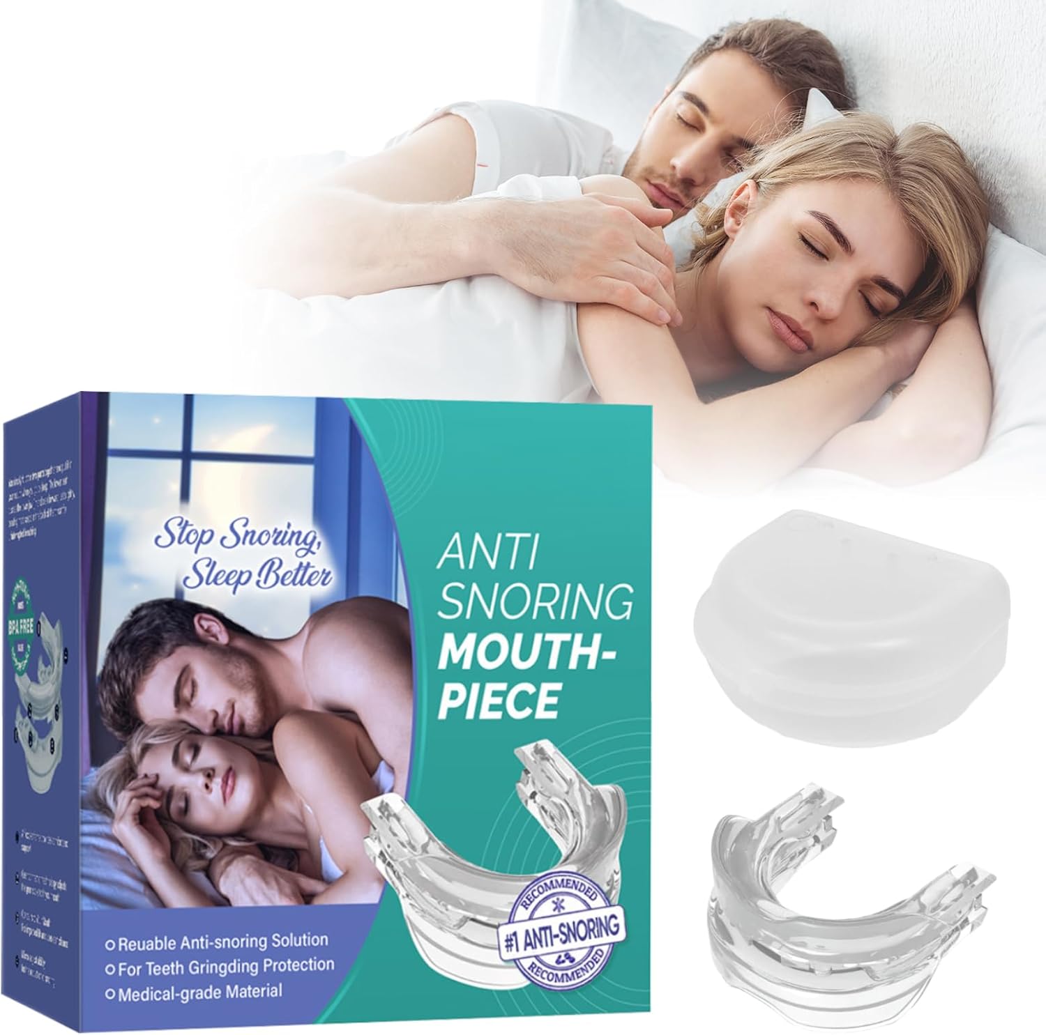 Snoring-Aids-for-Men/Women-Anti-Snoring-Mouthpiece, 2025 New-Shapeable-Anti Snore Devices Effect-Safe-Comfortable for All Ages, Hygienic