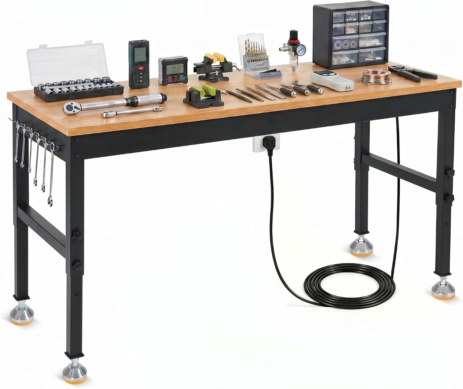 48" Adjustable Workbench with Power Outlet, 2000 LBS Work Bench, 48" x 24"