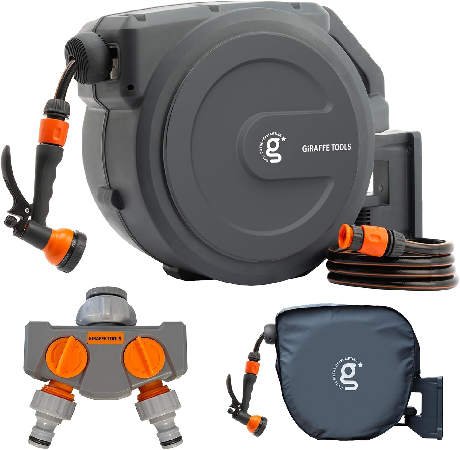 Giraffe Tools Garden Hose Reel Kit 35m Retractable Wall Mounted