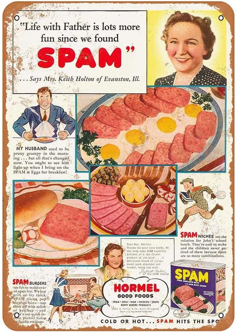 Migsrater Metal Sign 1941 Spam Hits the Spot Vintage Look Metal Sign 12X16inch Bar, Hotel, Office, Bedroom, Garden, Art Decoration.