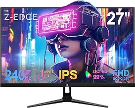 Z-Edge 27-inch Gaming Monitor 1920x1080 IPS 240Hz Gaming Monitor 1ms Frameless LED, UG27PJ AMD Freesync Premium Display Port HDMI