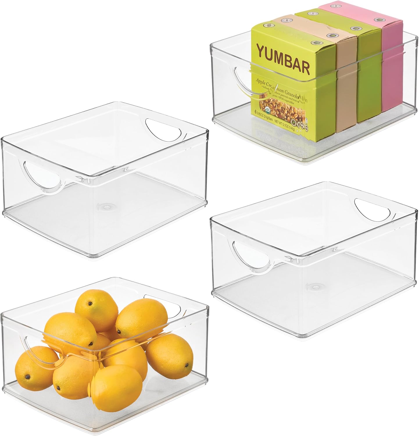 iDesign Plastic Stackable Kitchen Cabinet Storage Bin, Clear, 4-Pack
