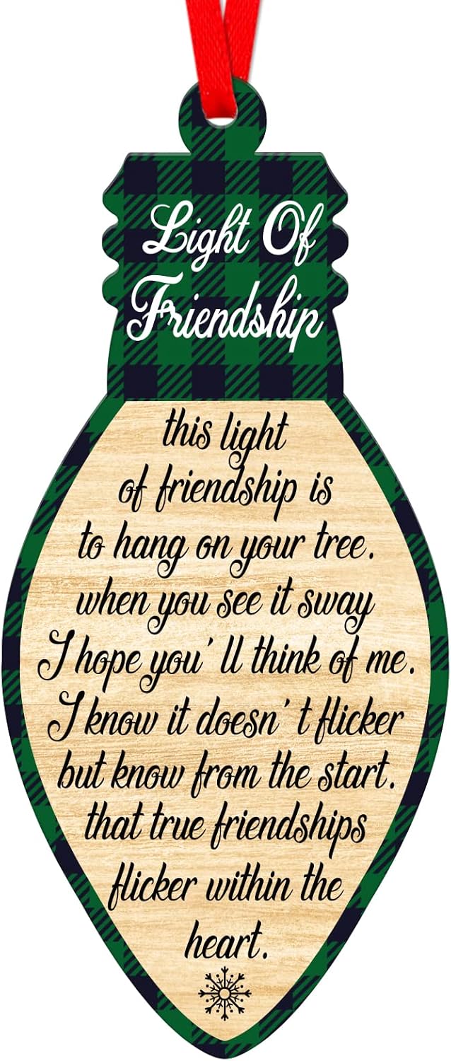 FaCraft Friends Christmas Ornaments 2025 - Light of Friendship Best Friend Ornaments Gifts for Women Friends Female Sister Bestie Christmas Tree Decorations Birthday Xmas Gifts Special Bond Keepsake