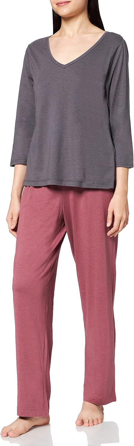 Iris & Lilly Women's Cotton Modal Pajama Set with Cropped Sleeves