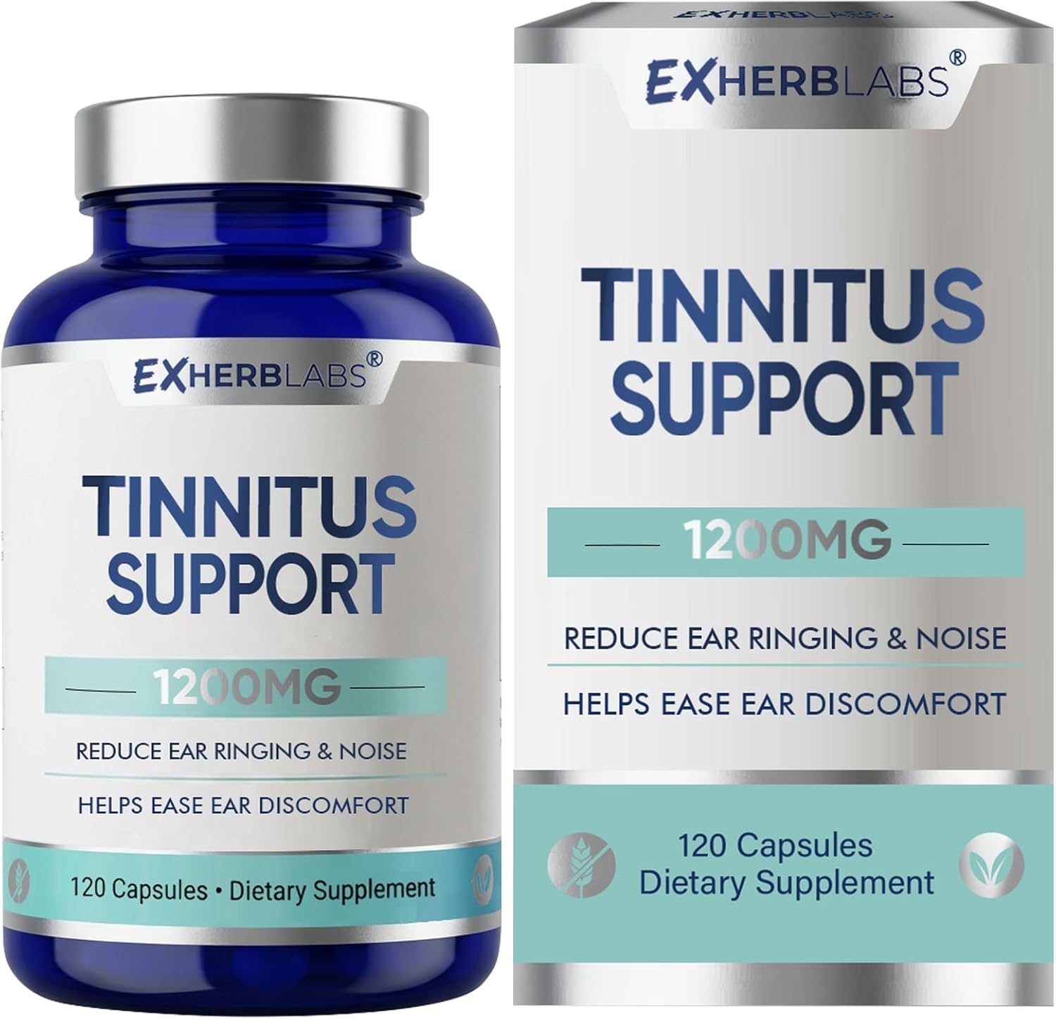 Tinnitus Relief for Ringing Ears Supplement, 120 Capsules, Natural Formula to Reduce Ear Noise & Improve Focus, Supports Ear Health & Hearing Comfort, Vegan