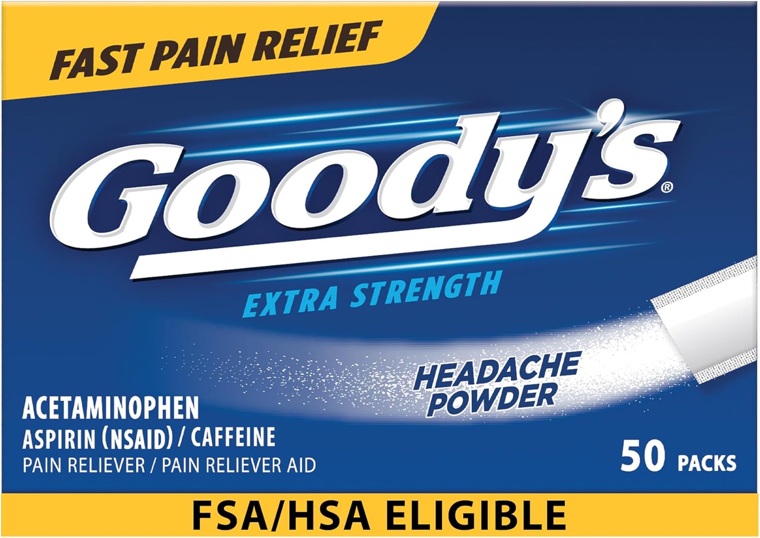 Goody's Pain Relief Powders, Extra Strength Headache Powder, 50 ct (Pack of 1)