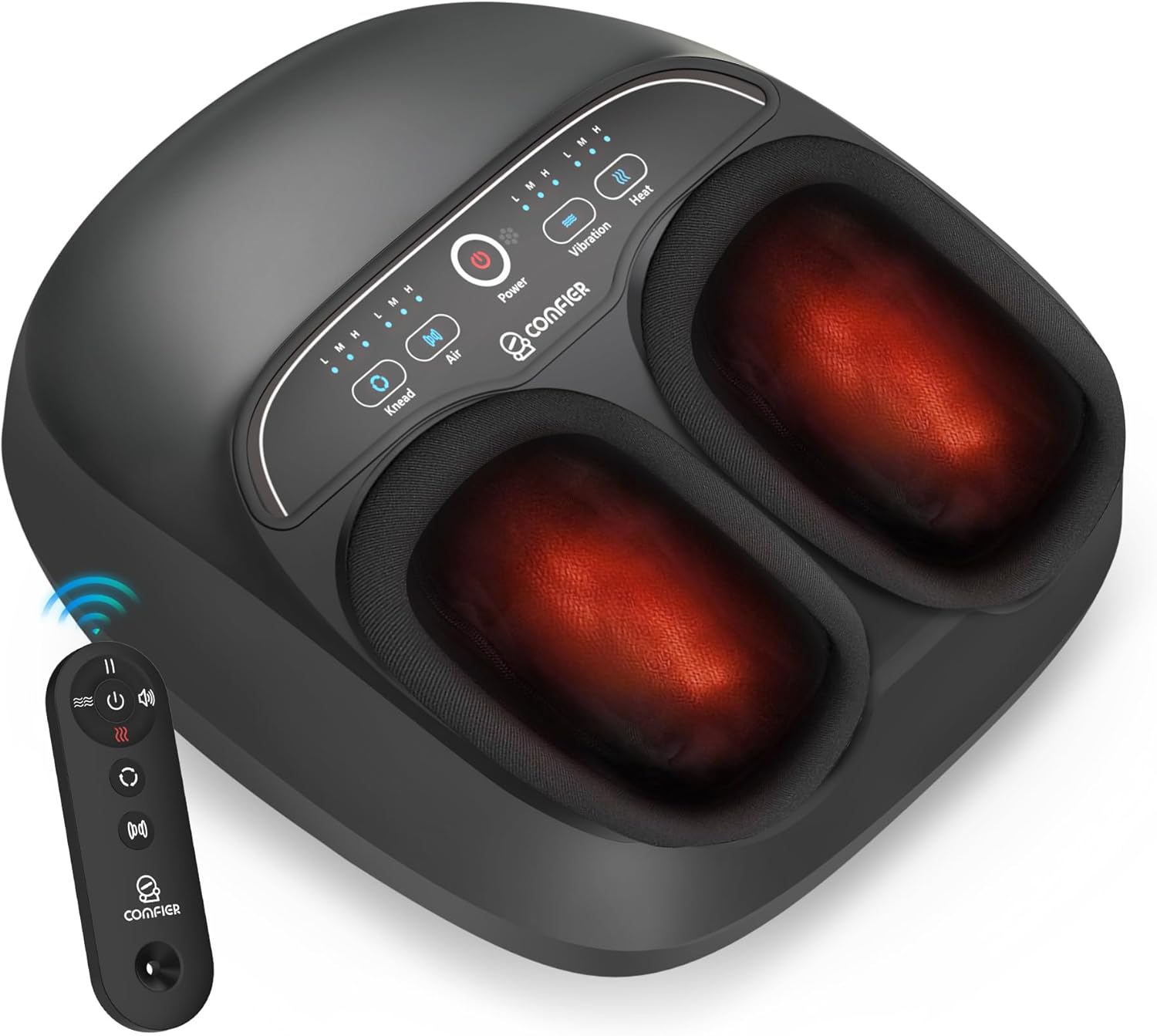 COMFIER Foot Massager with Heat Compression & Vibration Shiatsu Feet Massager for Plantar Fasciitis,Neuropathy,Heated Foot Warmer Gifts for Mom,Dad,Remote Control,Multi-Settings