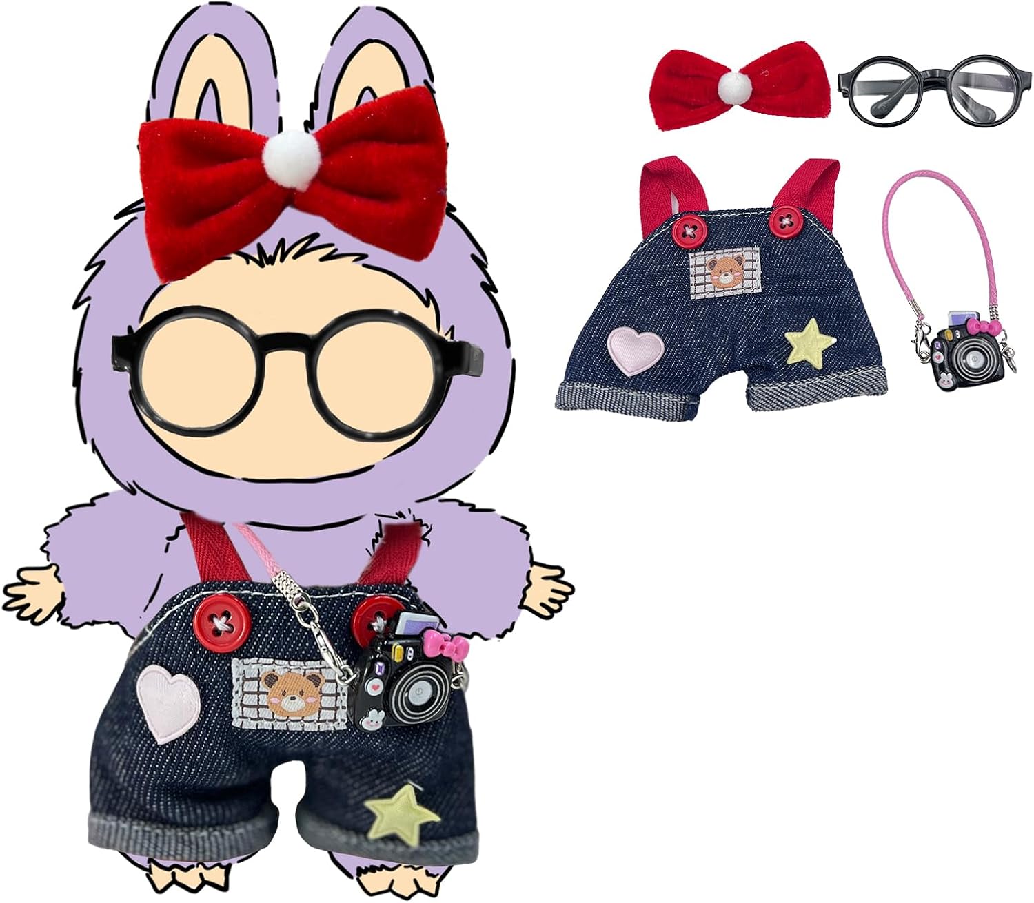 17cm Doll Clothes & 4 Set for 17cm Dolls,Exquisite Accessories for Doll, Cute Clothes for Dolls Dress up Unique Style (Red Bowknot)