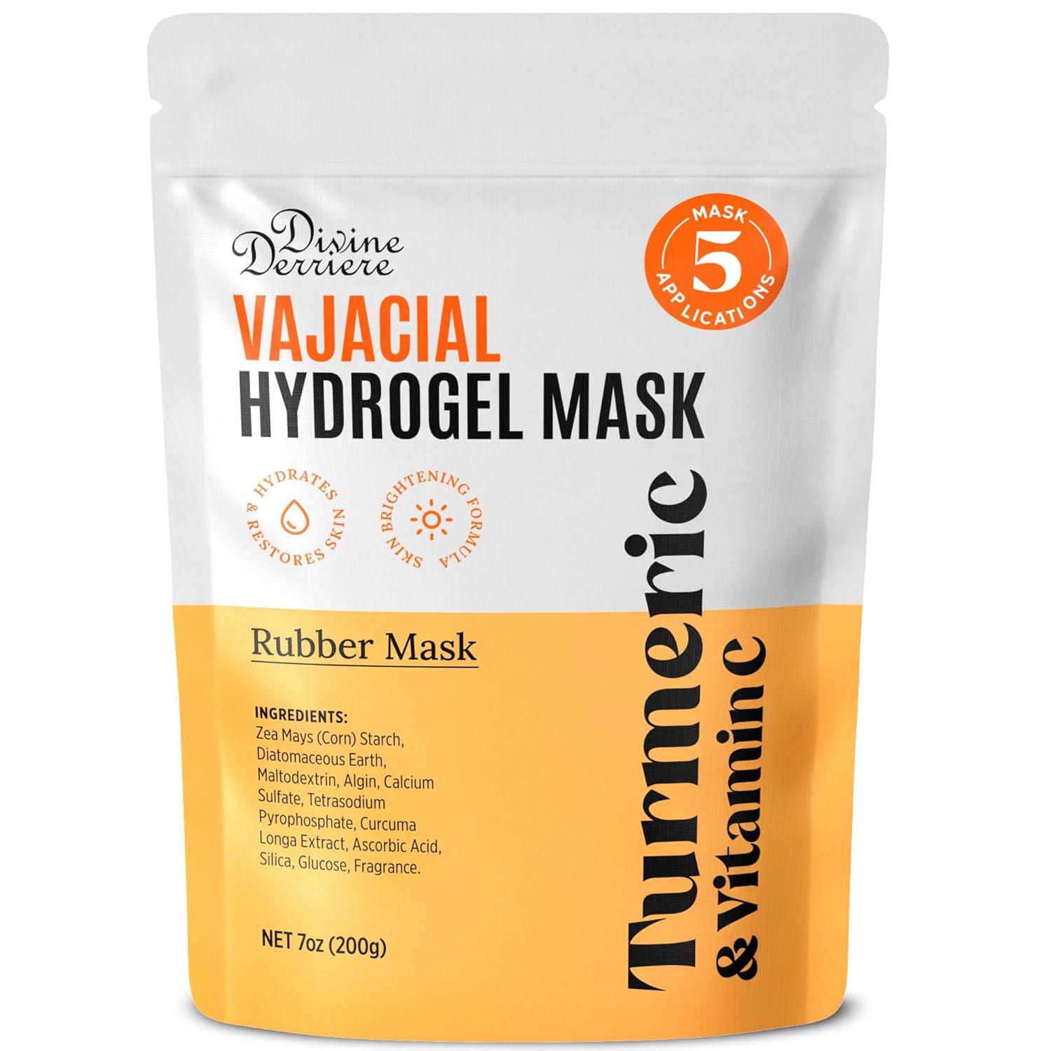 Divine Derriere Vajacial Hydrogel Mask - Premium Modeling Mask with Turmeric & Vitamin C - Deeply Purifying & Super Hydrating Facial and Vajacial Masks, Hydro jelly Peel-Off Powder Complete Kit