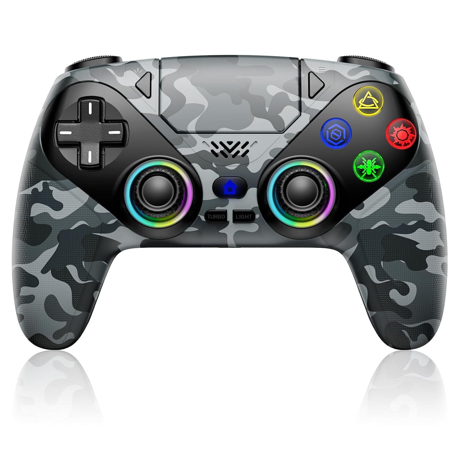 Xexvyrin LED Wireless Controller for PS5, Compatible with PS5 Pro/Slim/PC, Dual Vibration, Macro/Turbo Function, 3.5mm Audio Jack,1000mAh Battery, 6-Axis Motion Control Gamepad with Speaker