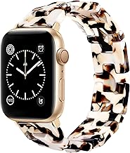 JR.DM Resin Stretchy Nougat Fancy Beaded Bracelet Light Watch Band Women Compatible with Apple Watch Band 38mm 40mm 41mm 42mm (S10) for iWatch Series 10/9/8/7/6/5/4/3/2/1/SE Strap Wristband
