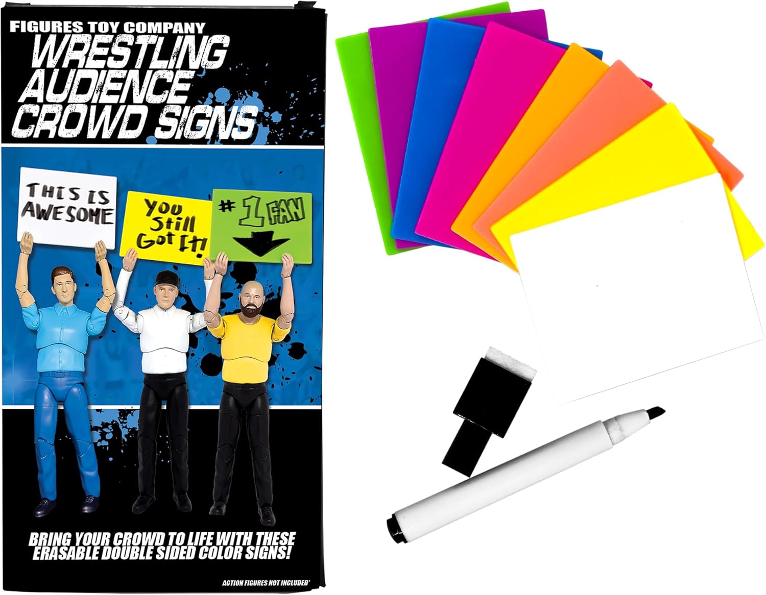 Set of 8 Wrestling Audience Crowd Signs for WWE & AEW Wrestling Action Figures
