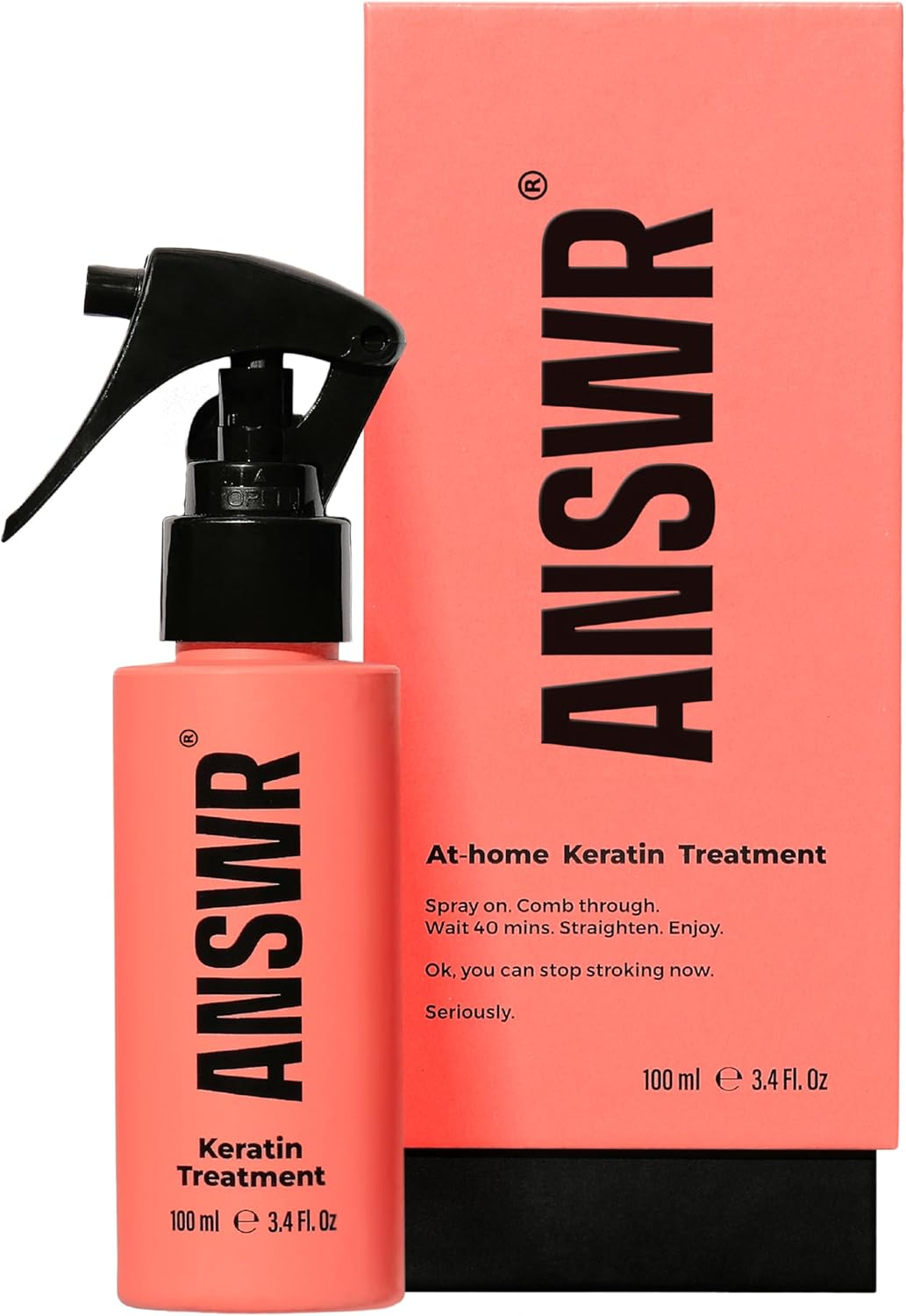 ANSWR Keratin Hair Treatment – At-home Salon Quality Keratin Smoothing Treatment for all Hair Types – Anti Frizz Hair Product – 100% Vegan – 100ml spray bottle for hair